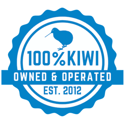 Kiwi bird with words ‘100% kiwi owned & operated’ 